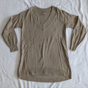 Chico's Tan V-Neck Cashmere Blend Tunic Sweater Size S (Chico's Size 0)